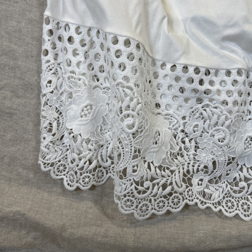 French Connection Women White Midi Dress Lace Hem Spaghetti Strap Pockets 12 - Picture 3 of 14